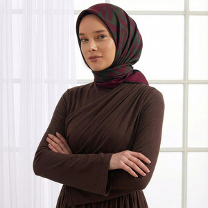 Plum Chicago Twill Silk Scarf - Thumbnail