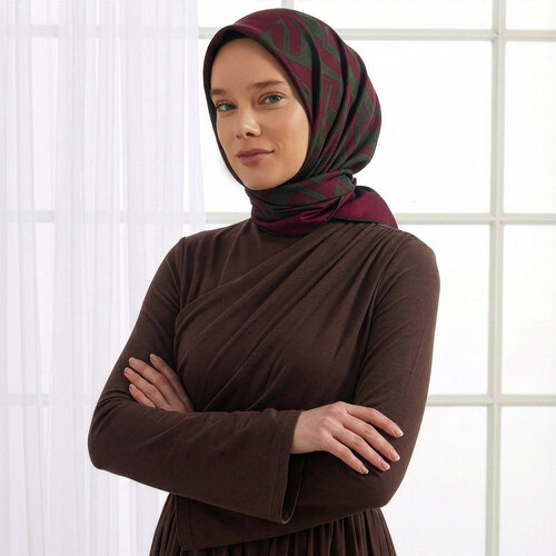 Plum Chicago Twill Silk Scarf 