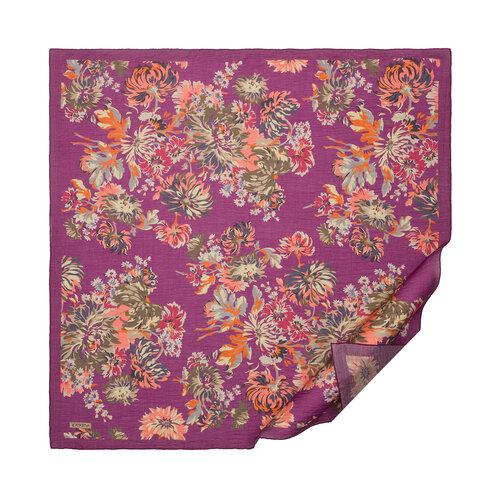 Plum Chrysanthemum Print Tencel Scarf