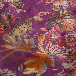 ipekevi - Plum Chrysanthemum Print Tencel Scarf (1)