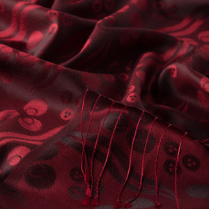 Plum Cintemani Jacquard Silk Scarf - Thumbnail