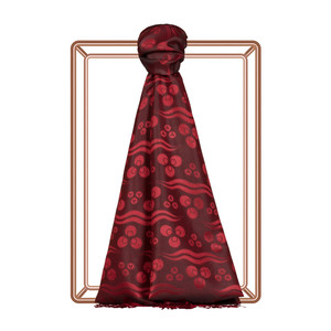 Plum Cintemani Jacquard Silk Scarf - Thumbnail