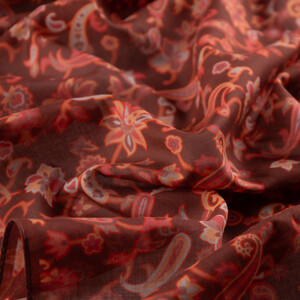Plum Eastern Garden Cotton Scarf - Thumbnail