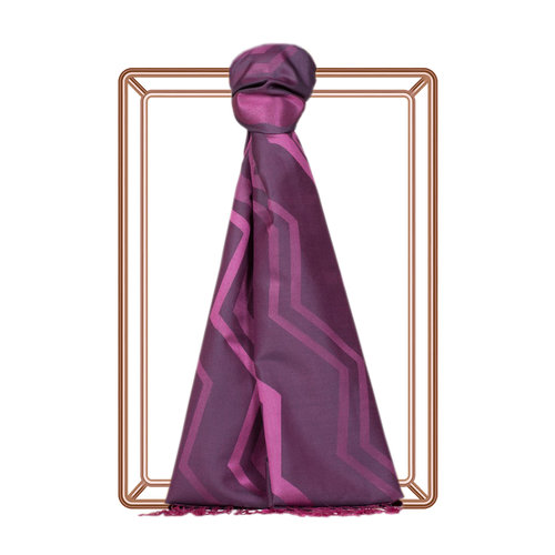 Plum Ethnic Zigzag Silk Scarf