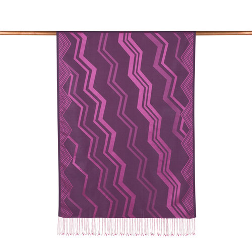 Plum Ethnic Zigzag Silk Scarf