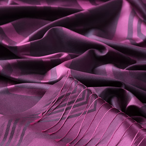 Plum Ethnic Zigzag Silk Scarf - Thumbnail