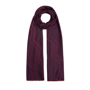 ipekevi - Plum Ethnic Zigzag Wool Silk Scarf (1)