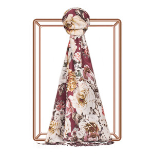 Plum Fleur Print Silk Scarf - Thumbnail