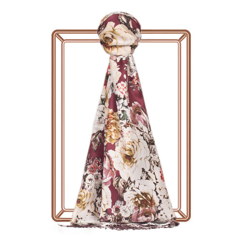 Plum Fleur Print Silk Scarf