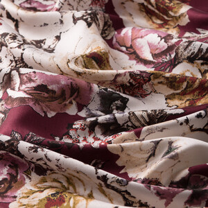 Plum Fleur Print Silk Scarf - Thumbnail