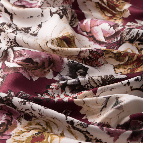 Plum Fleur Print Silk Scarf