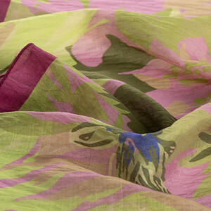 Plum Green Nihavent Print Tencel Scarf - Thumbnail