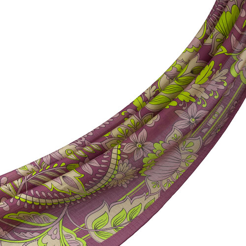 Plum Green Royal Ivy Pattern Tencel Scarf