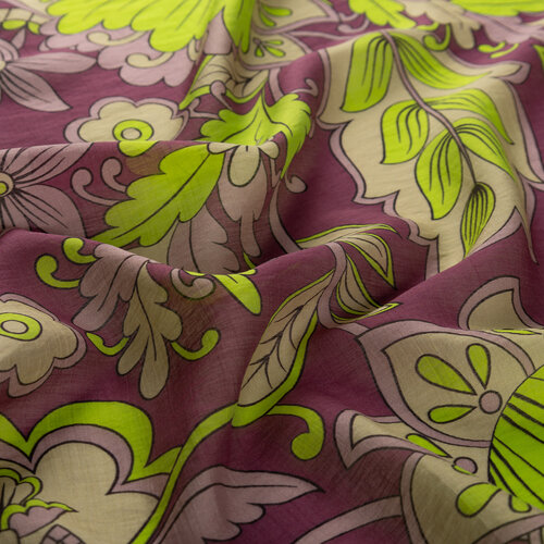 Plum Green Royal Ivy Pattern Tencel Scarf