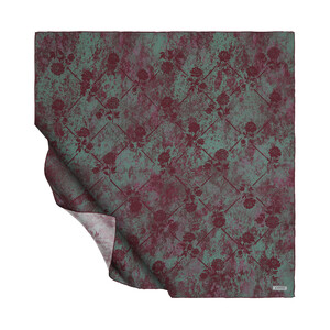 Plum Green Vintage Wall Twill Silk Scarf - Thumbnail