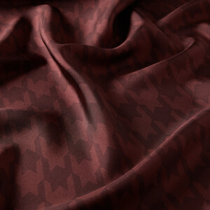 Plum Houndstooth Silk Twill Scarf - Thumbnail