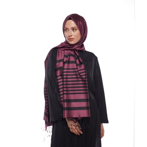 Plum Meridian Striped Silk Scarf