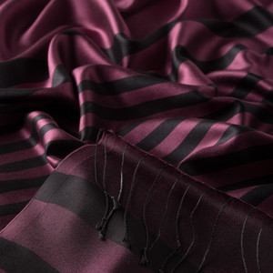 Plum Meridian Striped Silk Scarf - Thumbnail