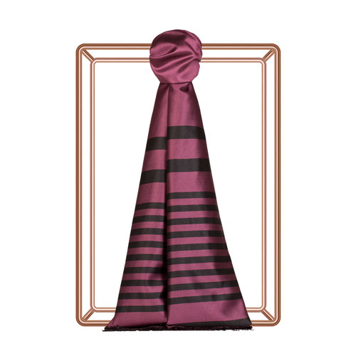 Plum Meridian Striped Silk Scarf