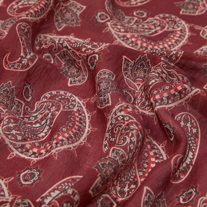 Plum Mezopotamya Model 04 Print Tencel Scarf - Thumbnail