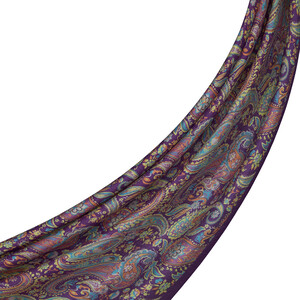 Plum Mezopotamya Print Tencel Scarf - Thumbnail