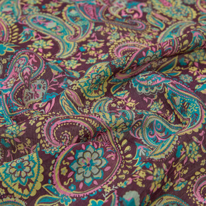Plum Mezopotamya Print Tencel Scarf - Thumbnail