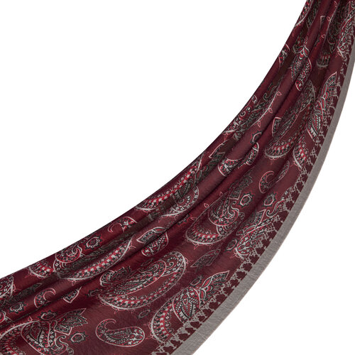 Plum Mezopotamya Print Tencel Scarf