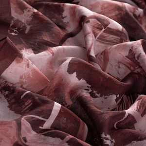 Plum Mono Brush Print Tencel Scarf - Thumbnail