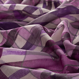 Plum Mono Wave Print Tencel Scarf - Thumbnail