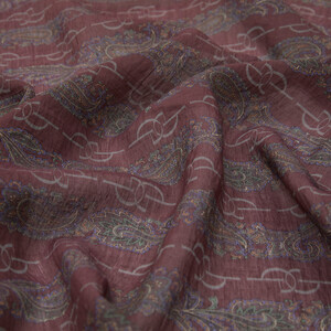 Plum Monogram Print Tencel Scarf - Thumbnail