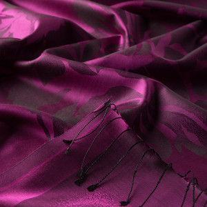 Plum Nev Garden Jacquard Silk Scarf - Thumbnail