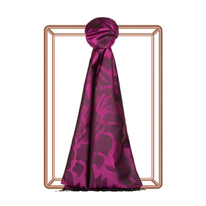 Plum Nev Garden Jacquard Silk Scarf - Thumbnail