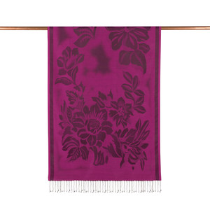 Plum Nev Garden Jacquard Silk Scarf - Thumbnail