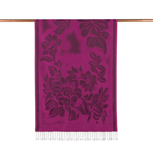 Plum Nev Garden Jacquard Silk Scarf