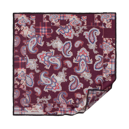 Plum Patchwork Patterned Tencel Scarf