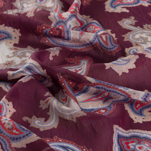 Plum Patchwork Patterned Tencel Scarf