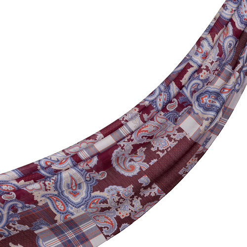 Plum Patchwork Print Tencel Scarf
