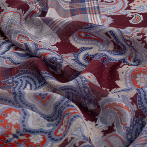 Plum Patchwork Print Tencel Scarf - Thumbnail