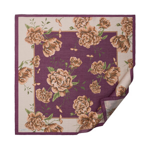 Plum Peony Print Tencel Scarf - Thumbnail