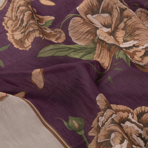 Plum Peony Print Tencel Scarf