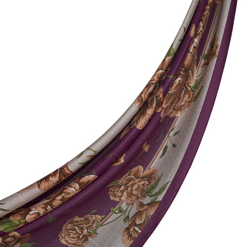 Plum Peony Print Tencel Scarf