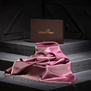 Plum Powder Reversible Silk Scarf - Thumbnail