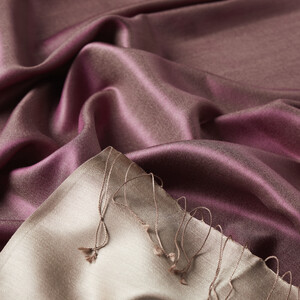 Plum Powder Reversible Silk Scarf - Thumbnail