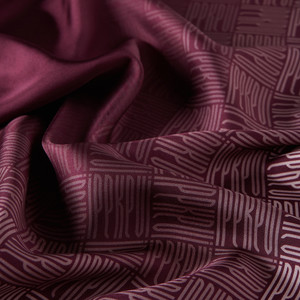 ipekevi - Plum Qufi Pattern Silk Twill Scarf (1)