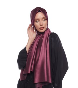 Plum Reversible Silk Scarf - Thumbnail