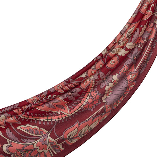 Plum Royal Ivy Pattern Tencel Scarf