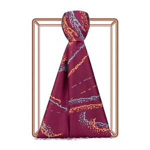 ipekevi - Plum Sand Wave Print Silk Scarf