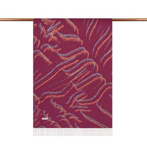Plum Sand Wave Print Silk Scarf