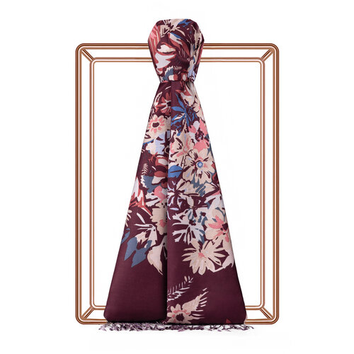 Plum Spring Breeze Print Modal Silk Scarf