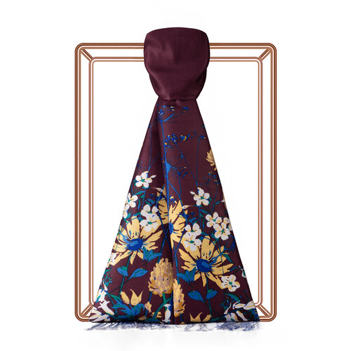 Plum Spring Cascade Print Silk Scarf